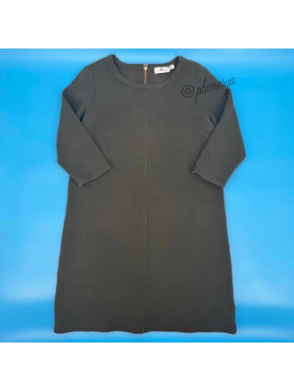 Vineyard Vines Ribbed Ottoman Shift Dress Dark Green Cotton Stretch Size M